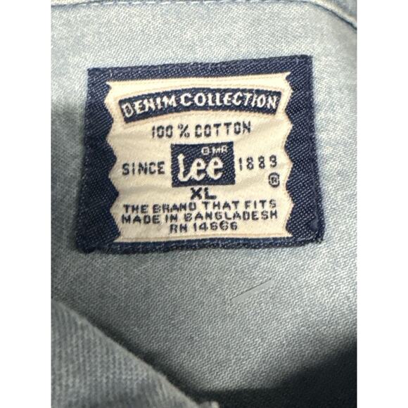 Vintage Lee Denim Collection Blue Chambray XL Gaucho Embroidered Patch LS Shirt - Picture 3 of 8
